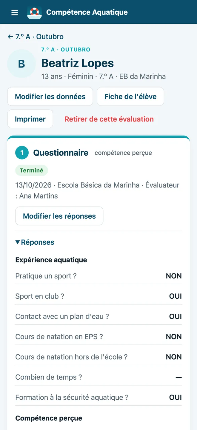 Résultat de l'élève